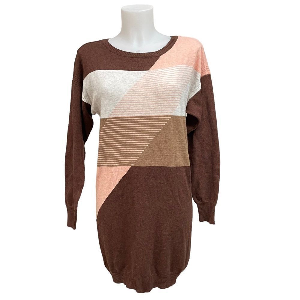 PRANA ANKA SWEATER DRESS bold stripe‎ knit, merino wool cotton blend size small